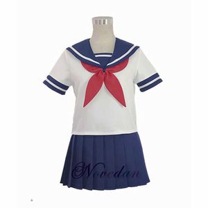 Игра Yandere Simulator Cosplay Costume Ayano Aishi Униформа Чан JK School Женщины наряд Матрос Костюм футболка + юбка Y0913