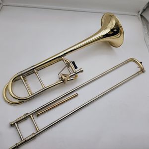 MARGEWATE Bb-F# Tune Tenor Trombone Gold Brass Plated Professional Musical Instrument With Case Mouthpiece Golves Accessories