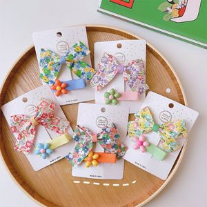 Flower Corean Art Color Girls Hairpins Estilo Campo Crianças Acessórios Do Hiar Grampos Laterais Bigs Bangs Pins Headwear