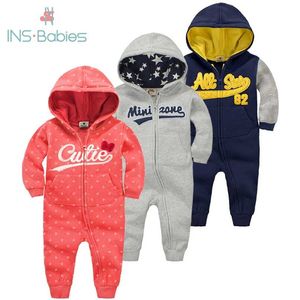 vestiti caldi di autunno del bambino 6M-24M ragazzi tuta nati pagliaccetti a maniche lunghe ragazze tuta invernale in cotone con cappuccio 211011