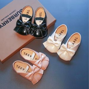 Barnskor Spring Pu Leather Pink White Black Bowknot Girls Princess Shoes Childrens Girls Dance Show Shoes