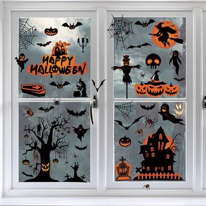 Halloween Decorations window stickers electrostatic removable windows glass sticker cartoon bat spider horror 4 styles 2021