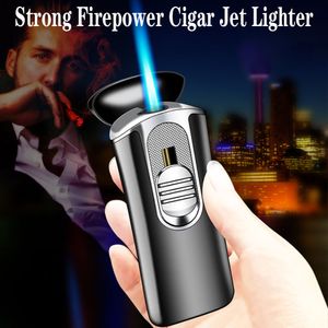 2022 Windproof Torch Gas Lighters Refill Powerful Cigar Cigarette Blue Flame Jet Butane Lighters Portable Kitchen Igniter New Gadgets For Men