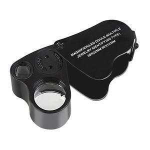 9889 Microscope Jewelry Magnifier 30X 60X Magnifying Glass with LED Light Portable Mini Magnifiers for Circuit Board Black Silver Pocket Loupe