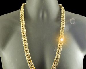 18 k Gul G/F Guldkedja Solid Heavy 10Mm Xl Miami Cuban Curn Link-halsband