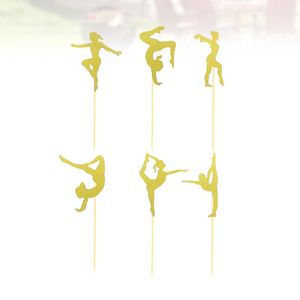 Altre forniture per feste festive 24 pezzi Cake Toppers Tema fitness Cupcake Yoga Aerobica Dessert Scelte per ginnastica Compleanno per bambini