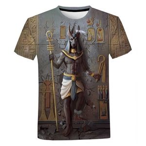 Retro Tarzı Antik Horus Mısır Tanrısı Göz Mısır Firavun ANUBIS 3D T Shirt Erkekler Kadınlar Harajuku Komik Kısa Kollu 210629