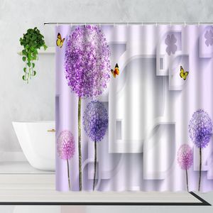 Duschvorhänge Lila Löwenzahn Gelb Rosa Gänseblümchen Schöne Blumengewebe Badezimmer Vorhang Badewanne mit Haken Waschbar