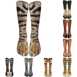 Lustige Leopard Tiger Baumwollsocken für Frauen Happy Animal Kawaii Unisex Harajuku Niedliche lässige hohe Söckchen weibliche Party