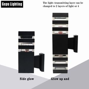 Wall Lamp LED Outdoor Light Square Aluminum Garden Double Head Up And Down Emitting