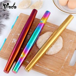 1Pc Stainless Steel Rolling Pin Kitchen Utensils Dough Roller Bake Pizza Noodles Cookie Dumplings Making Non-stick Baking Tool 211008