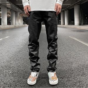 Свободные Черные Брюки оптовых-Harajuku Черные джинсы мужские повседневные брюки прямые карманы негабаритные карандашные брюки свободные хип хоп мужские брюки