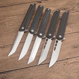 Promotion 5 Blades Styles Flipper Folding Knife D2 Satin Blade Black G10 + Stainless Steel Sheet Ball Bearing Fast Open Folder Knives