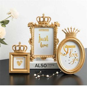 Picture Po Frame Set Baroque Luxury Vintage Metal Poster Frames För bilder Klassisk Hem Bröllop Skrivbord Dekoration Crafts 211222