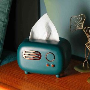 Fashion retro redio tissue boxes home deacor Napkin holder kitchen storage modern table Toilet paper 210818