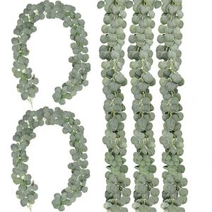 HUADODO 5 Pack Artificial Plants Green Eucalyptus Vines Garland Fake Plants Hanging for Wedding Home Garden Decoration 211104