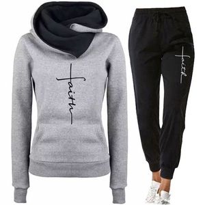 Fashion Women Tracksuit Winter 2 Piece Set Pullover Hoodie Sportspant Sweatshirt Pants Suit Female Hoodie Set Chandal Mujer 211126