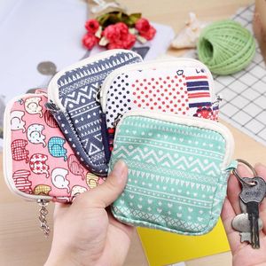 Storage Bags Aunt Towel Bag Lovely Cartoon Canvas Girl Collection Mask For Sanitary Napkin Easy To Carry Organizer