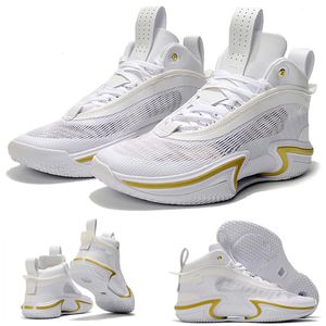 2021 Jumpman 36 36s Mid White Gold Black Men Athletic Sneaker Shoes
