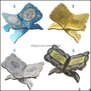Other Festive & Party Supplies Home Garden Ramadan Decoration Wooden Eid Islamic Book Shelf Bible Stand Holder Decorative Gift Jk2103Kd Drop