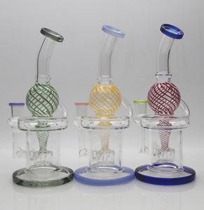 Glass Bong Waterpipe Hookah Recycler Oil Rigs with Color ball Percolator 9inch height and 14mm Bowl