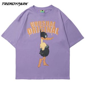 メンズTシャツ面白いセクシーなアヒルプリント夏の半袖ヒップホップ特大コットンカジュアル原宿ストリートウェアトップスTee Tシャツ210601