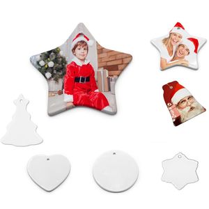 7 Style Sublimation Blank White Ceramic Pendant Creative Christmas Ornaments Decorations Heat Transfer Printing DIY Crafts Valentine Ornament