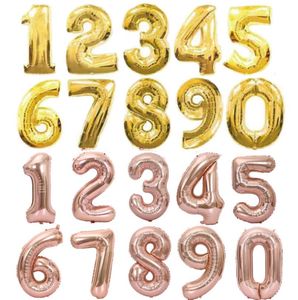 Party Decor 32inch Number Balloon Gold Silver Rose Golden Birthday Wedding Anniversary Decoration Foil Balloons