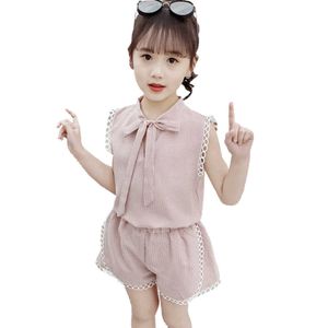 Crianças roupas xadrez colete + roupas curtas para meninas verão crianças estilo casual menina menina 210528