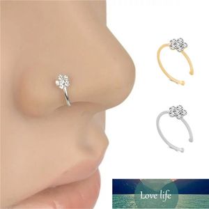 Men Women Fake Crystal Nose Piercing Body Jewelry Floral Nose Hoop Nostril Nose Ring Tiny Flower Helix Cartilage Tragus Ring Factory price expert design Quality