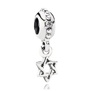 Chegada nova 925 Sterling Silver Hollow Star Star Dangle Charms Fit Charme Europeu Pulseira Moda Mulheres Noivado Jóias Acessórios