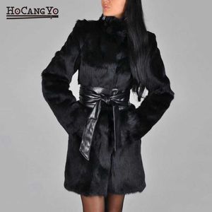 秋の冬のフェイクの毛皮のコート女性フード付き長袖黒ふわふわの毛皮のジャケットの女性の長い緩い柔らかい豪華な毛皮のようなコートy0829