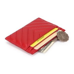 2022 Nya modekreditkortshållare plånbok mynt handväska kaviar kvinnor och mens mini handväska äkta läder lambskin v textur röd c197s