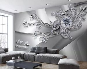 Пользовательские современные 3D обои металлические текстуры алмазный драгоценные камни гостиной телевизор фоновые украшения стены роспись обои