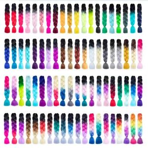 24 pollici Jumbo Braiding Hair Synthesis Ombre Color 24In 100g Box Braid Hair Extensions Biondo Rosa Verde Trecce africane