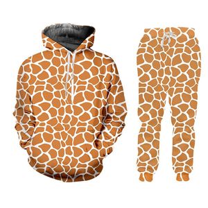 Wholesale large 3d printing resale online - Men s Tracksuits IFPD Set Casual Animal Cosplay D Printing Giraffe Stripes Print Harajuku Hoodie And Jogging Pants Large Size