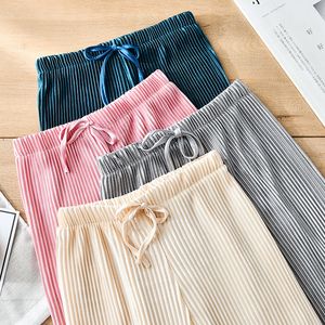 Style Pleated Wide-Leg Girls' Trousers Summer Comfortable Chiffon Children's Ice Silk Nine Cent Pants Refreshing And Clean Multicolor Options