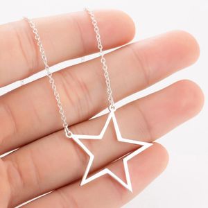 Pendant Necklaces Star Hollow Five-pointed Necklace Pendants Party Gifts Simple Design Stylish Stainless Steel Jewelry Drop