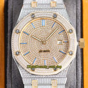 Orologi Gioielleria Eternity RFF 15400 Ultimi prodotti A3120 Orologio da uomo automatico completamente ghiacciato Quadrante in oro con diamanti Cassa con diamanti 15202 67652 15502 Bracciale bicolore