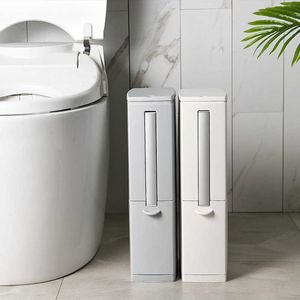 Bidone della spazzatura stretto Scopino per WC Set da bagno Pattumiera in plastica Pattumiera Cucina Secchio della spazzatura Strumenti per la pulizia della casa 210728