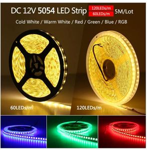 5 メートル 600LED 5054 LED ストリップライト防水 DC12V フレキシブル LED ライト 5050 より高輝度青緑赤白 RGB