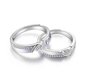 スマンダ2021ファッションS925スターリングシアカップルリングハート本物の結婚指輪