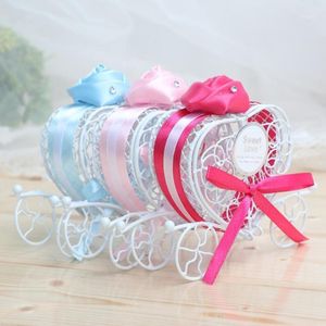 Love Cut Hollow Carriage Favors Gifts Candy Boxes With Gift Baby Romantic Ribbon Box Supplies Shower Party Wedd Y4G5 Wrap