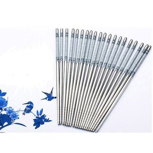 1000pair Stainless Steel Chopsticks Length White Chinese Traditional Flowers Pattern Tableware Kitchen Wholesale