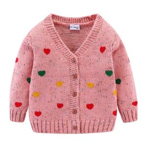 Mudkingdom coração meninas meninas cardigan suéteres amor boutique colorido outerwear bonito menina camisola jaqueta crianças roupas 211201