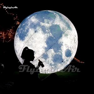 Illuminazione personalizzata Gonfiabile Luna Pianeta Palloncino Stampa completa Globo Palla appesa / Modello satellitare soffiato ad aria per la decorazione di concerti e feste di club