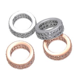 Podwójne rzędy Micro Pave Cyrkon Koralik DIY Big Hole Stop Koraliki Spacer Urok Fit Dla Charms Bransoletka 5 sztuk