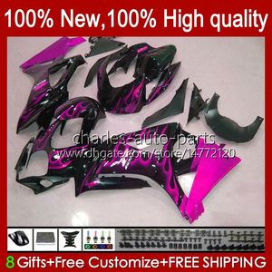 Fairings For SUZUKI GSXR-1000 GSXR 1000 CC GSXR1000 2007 2008 Bodywork 48No.119 GSXR1000CC GSX R1000 2007-2008 K7 1000CC GSX-R1000 07 08 Motorcycle Pink flames Body