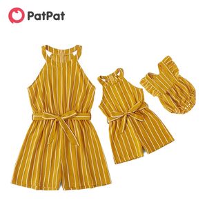 Summer Stripe Print Sleeveless Matching Rompers for Mommy and Me 210528