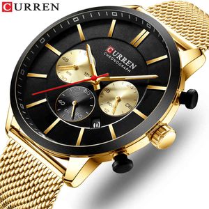 Curren Men Luxury моды часы кварцевый хронограф мужской часы водонепроницаемый нержавеющая сталь спортивные часы мужчины Relogio Masculino 210517